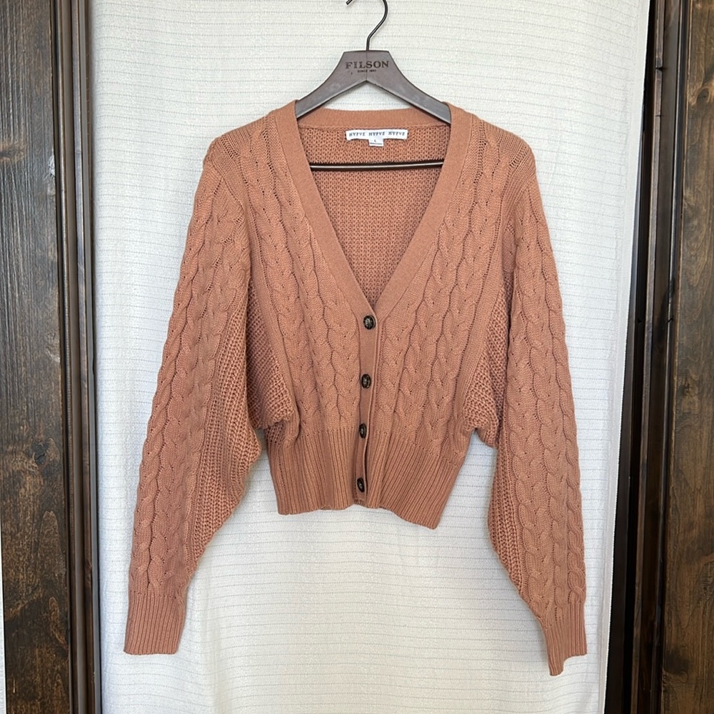 Neutral Pink Cable Knit Cardigan